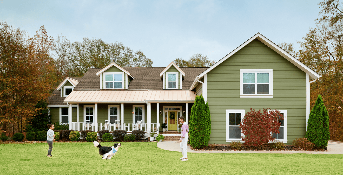 child with airplane hardie plank mountain sage